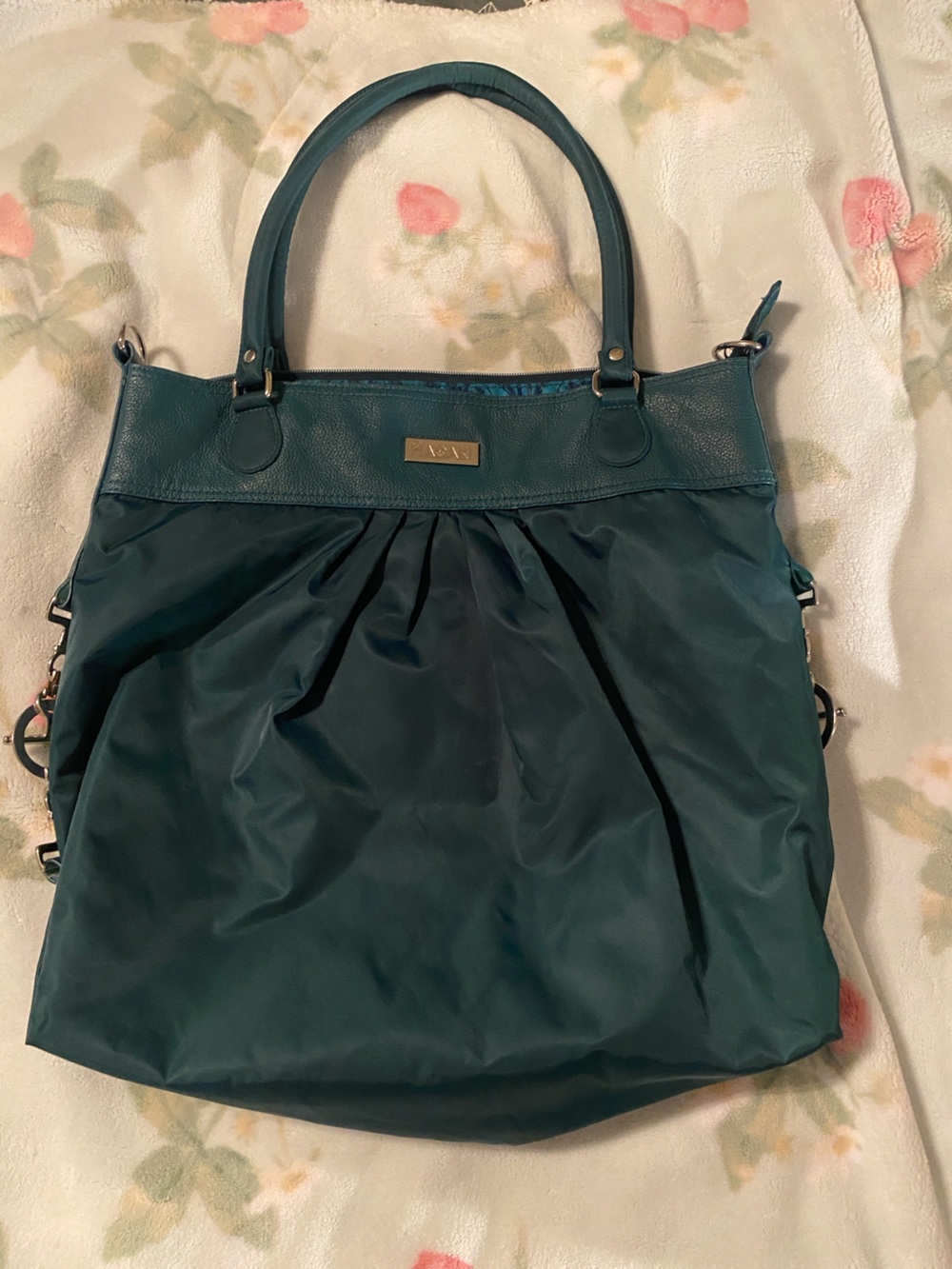 Hadaki Dark Teal Tote Bag with Silver Logo Plate